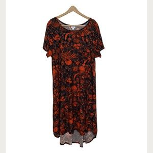 LuLaRoe Black Grey Red Floral Carly Swing Dress